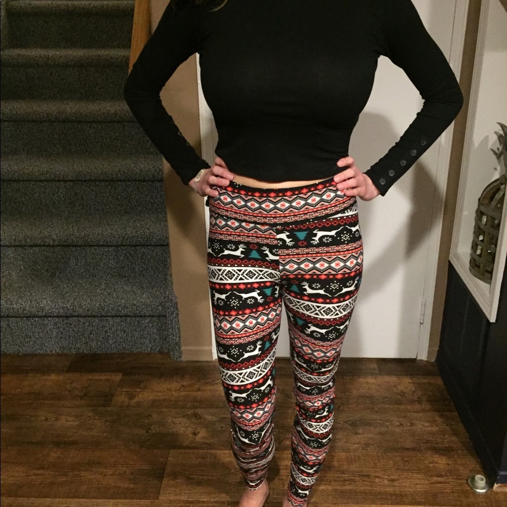 Christmas Leggings & Long Sleeve Crop Top Set